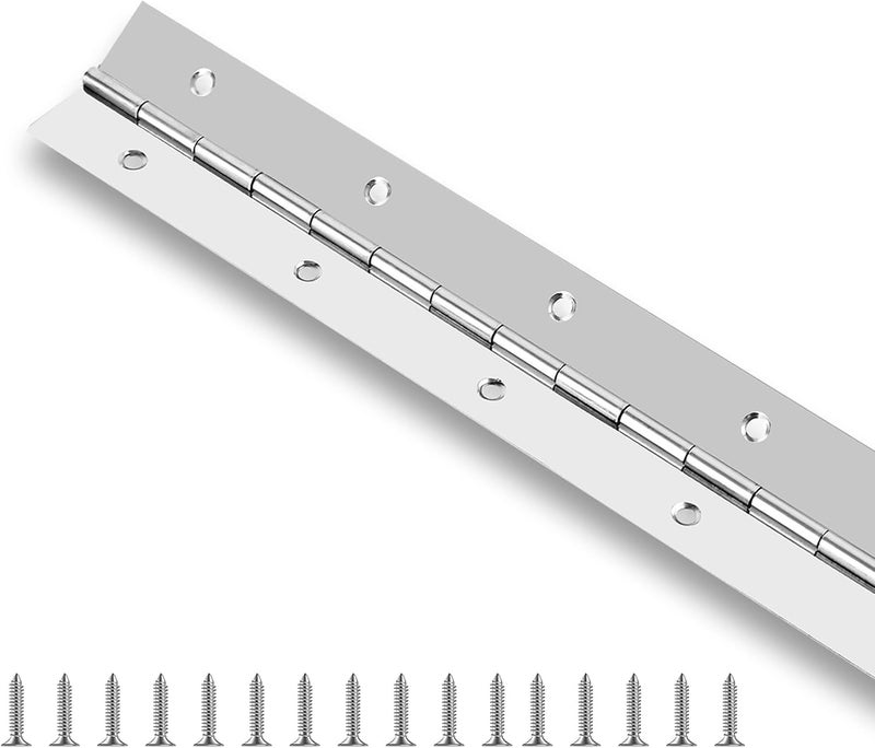 GRRONZEE Piano Hinge 36 Inch Stainless Steel Continuous Hinge with Holes Heavy Duty Piano Hinge for Cabinets Boat Marine Door, 0.04" Leaf Thickness 1.2'' Open Width, Screw Included - Image 1